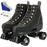 Roller Skates for Women and Men Cowhide High-Top Shoes Classic Double-Row Roller Skate Four-Wheel Roller Skates for Men Girls Unisex Christmas