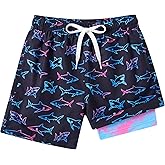 Cuddomper Boys Swim Trunks with Compression Liner Swimming Shorts Quick Dry Bathing Suit for 7-20 Years