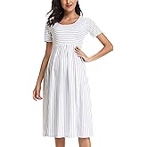 BBHoping Women’s Casual Striped Maternity Dress Short Knee Length Pregnancy Clothes for Baby Shower