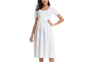 BBHoping Women’s Casual Striped Maternity Dress Short Knee Length Pregnancy Clothes for Baby Shower