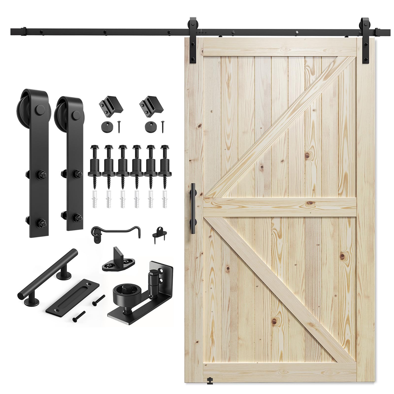 Photo 1 of ***MISSING NAILS******FINAL SALE****SMARTSTANDARD 48in x 96in Sliding Barn Door with 8ft Barn Door Hardware Kit Included, Unfinished Solid Spruce Wood Door, Assembly Required, DIY, Stainable, Fit Opening up to 46in x 94in