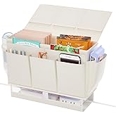 Frjjthchy Bedside Caddy Bedside Organizer,Bed Caddy with 11 Pockets and Power Strip Holder,Versatile Bedside Storage Caddy for Home,Dorm,Bunk,Hospital,Crib Bed (White)