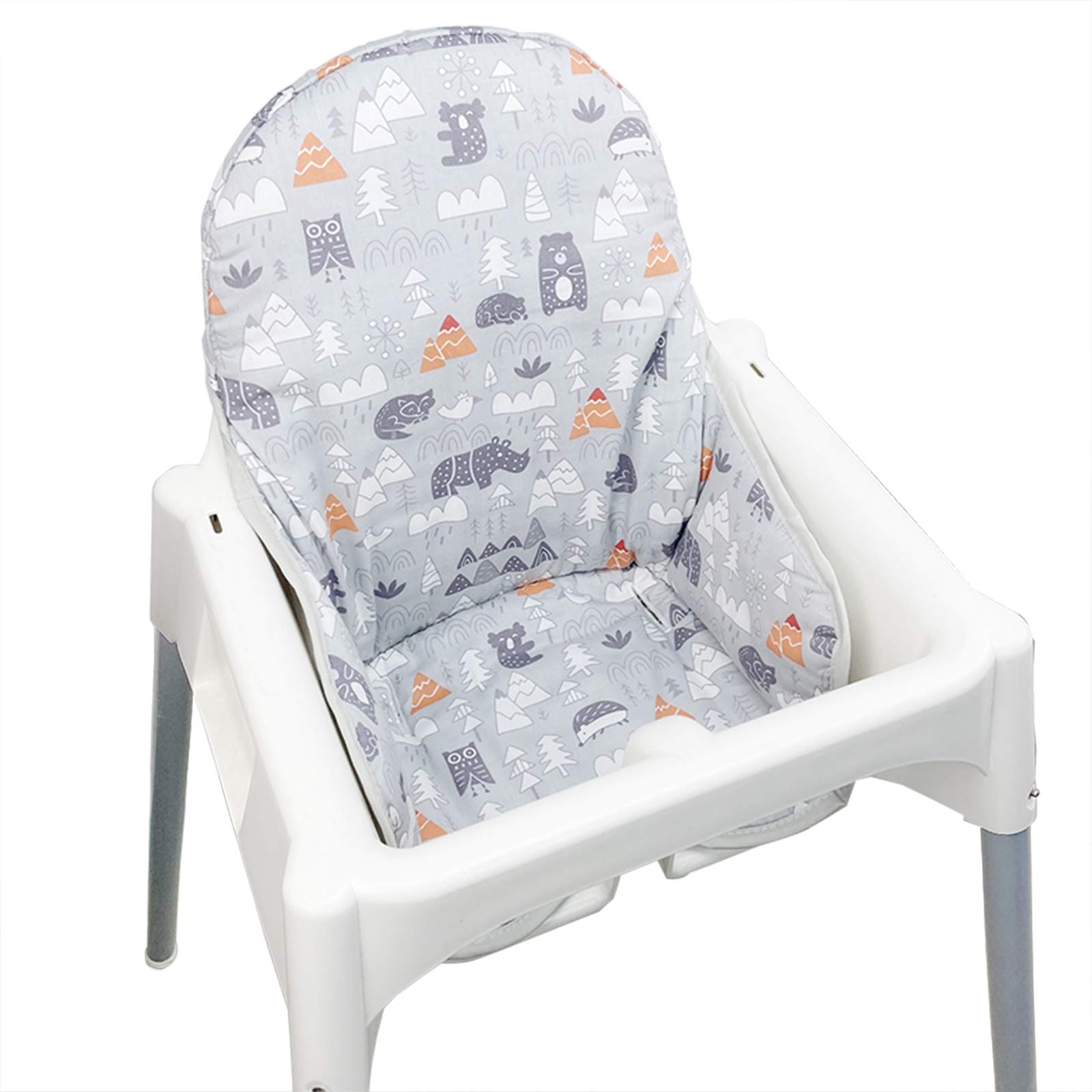 ZARPMA Cotton Seat Covers for IKEA Antilop Highchair, Forest Pattern Foldable Baby Highchair Cover for IKEA Child Chair Cushion (Grey Forest)