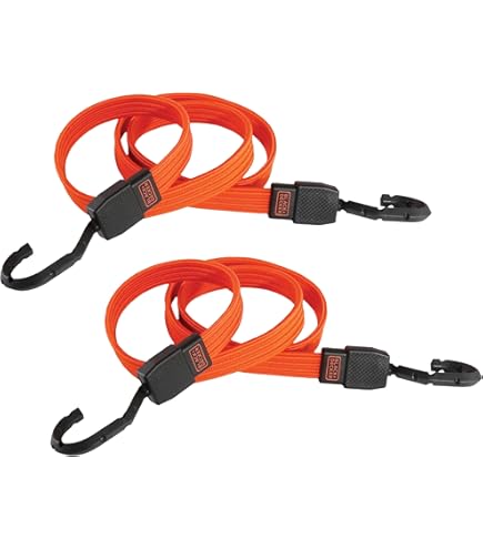Performance Tool 2-Pack 24-Inch Bungee Cords - Rubber Coated Steel Hooks With Wide Openings