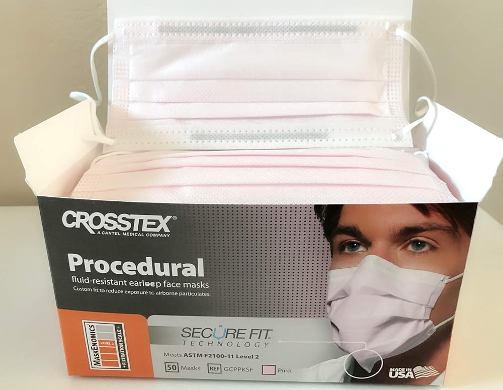 CROSSTEX SECUREFIT MASK Pink Earloop 50 Box - 10 Boxes Per Case