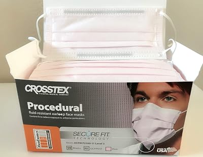 CROSSTEX SECUREFIT MASK Pink Earloop 50 Box - 10 Boxes Per Case