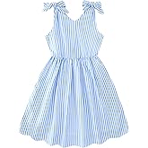 Enlifety 3-10T Girls Summer Dress Sleeveless Bowknot Strap V Neck Casual Sundress