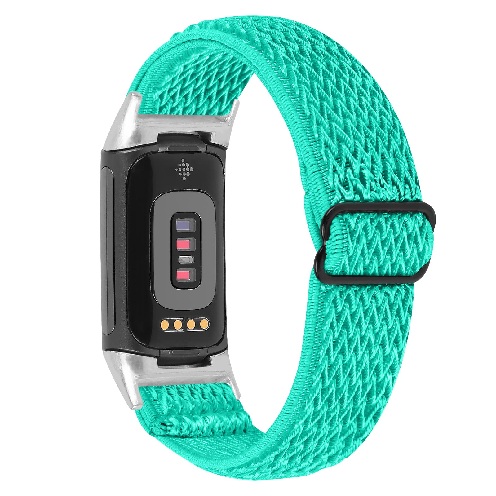 AISPORTS Compatible for Fitbit Charge 6/Charge 5 Strap Nylon for Women Men, Soft Stretch Braided Elastic Weave Nylon Solo Loop Bracelet Sport Wristband Replacement Strap for Fitbit Charge 6/Charge 5