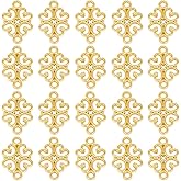 SUNNYCLUE 1 Box 100PCS Flower Connectors Connector Charms Gold Flower Hollow Chandelier Components Connectors Links Double Sided Charms for Jewelry Making Charms Earrings Necklace Bracelets DIY Crafts