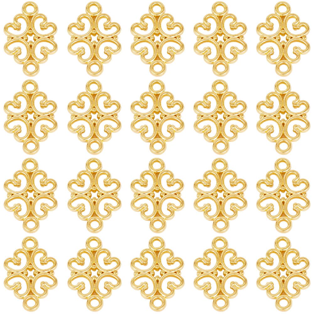 SUNNYCLUE 1 Box 100PCS Flower Connectors Connector Charms Gold Flower Hollow Chandelier Components Connectors Links Double Sided Charms for jewellery Making Charm Earrings Necklace Bracelet DIY Craft