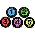 Get Out! Basketball Training Large 9in Disc Spot Markers 5-Pack – Round Flat Numbered Court Floor Poly Vinyl Spots