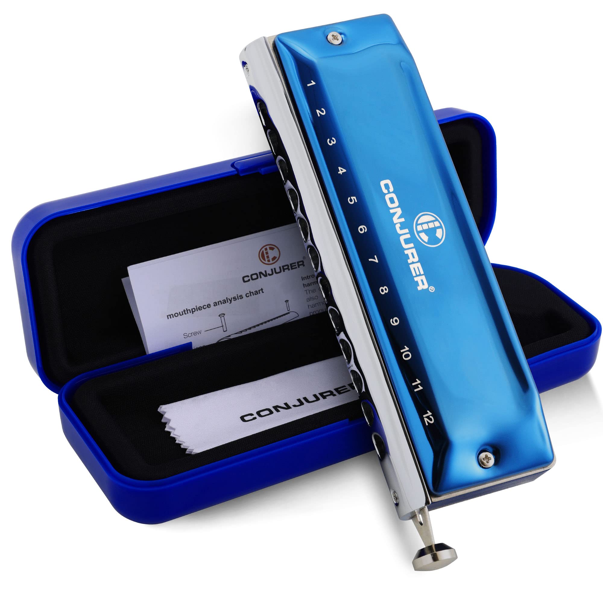 CONJURER Chromatic Harmonica with Diaphragm and Piston 12 Holes 48 Notes, C Harmonica with Diaphragm has Excellent Airtightness, Perfect for Beginners, Adults, Professional Playing, Exquisite Gifts