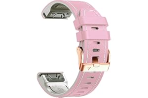 PCAVO 20mm Leather Watch Band for Garmin Fenix 6s / Fenix 5s / Fenix 7s, QuickFit 20mm Soft Leather with Silicone Strap for Garmin D2 Delta S epix Pro Gen 2 42mm