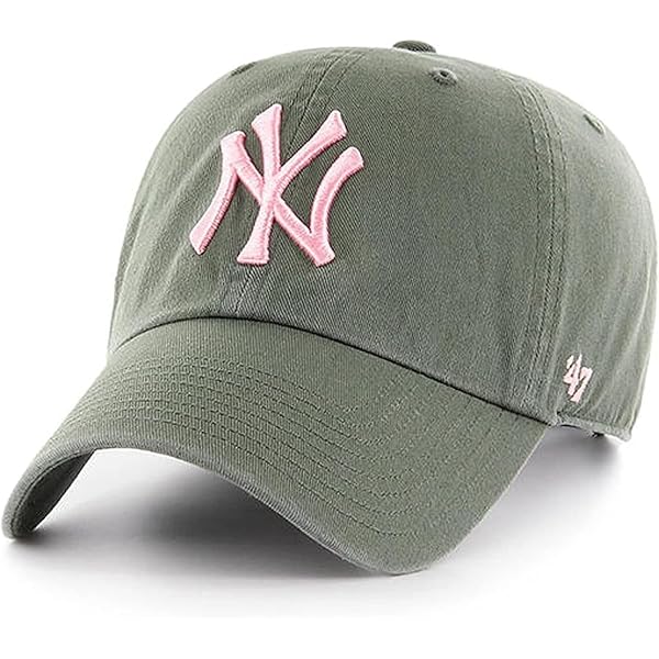 Amazon.com : '47 New York Yankees Clean Up Hat Cap Moss Green/Pink