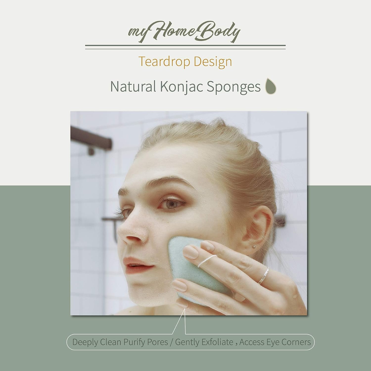 Natural Konjac Facial Sponges – Teardrop Shape - for Gentle Face Cleansing and Exfoliation - with Activated Charcoal and Aloe Vera, 4pc Set: Health & Personal Care
