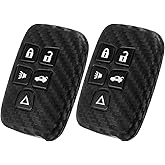 WORCAS 2 Pcs Key Fob Case Carbon Fiber Pattern Silicone Cover Compatible with Land Rover Discovery LR2 LR4 Range Rover EVOQUE Sport 5 Botton Keyless Entry Remote