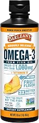 Barlean's Mango Peach Omega-3 Fish Oil with Vitamin D, 1080mg, 16oz | Wild-caught fish oil plus vitamin D, EPA DHA omega-3, B