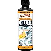 Barlean's Omega 3 Fish Oil Liquid Supplement with Vitamin D for Men and Women, 1080mg of EPA and DHA Fatty Acid, Promotes Brain & Heart Health - Non-GMO, Mango Peach, 16 oz
