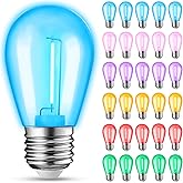 JAHEKS 30-Pack Colored String Light Bulbs, S14 LED Replacement Bulbs for Outdoor String Lights, Patio Light Bulbs, 1W E26 Base for Christmas Halloween,Holiday Lighting,Home Decor