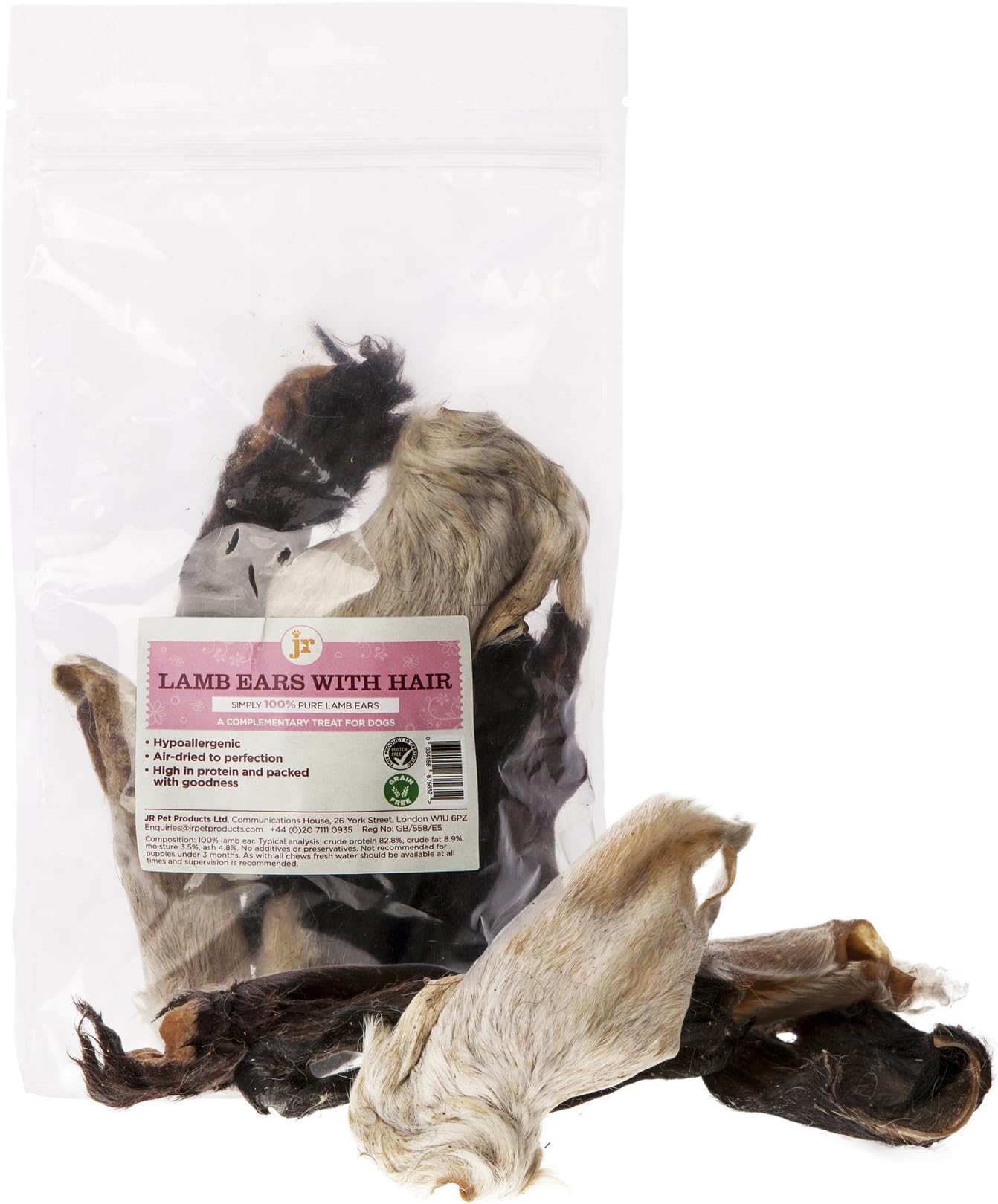 200g Lamb Ears With Hair Natural Hypoallergenic Dog Treat Chew Supplied By JR Pet Products