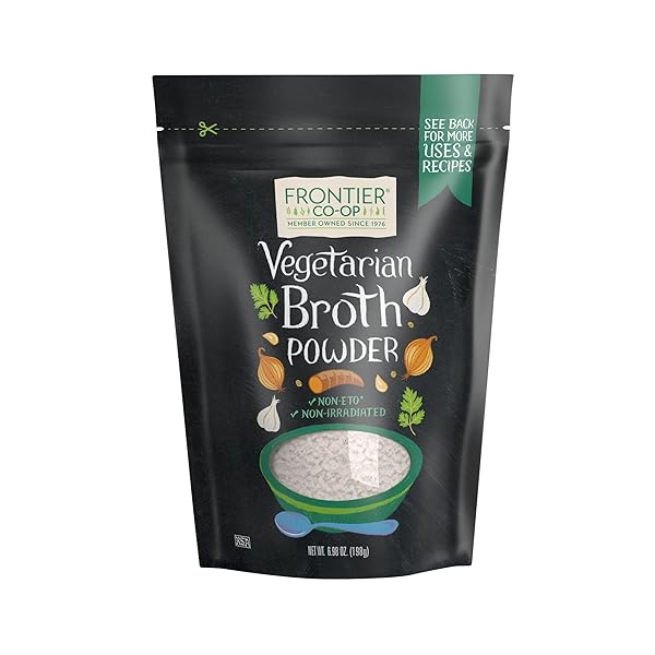 FRONTIER CO-OP VEGETARIAN BROTH POWDER, 6.98 OZ – SAVORY BLEND FOR SOUPS, CASSEROLES, AND CURRIES
