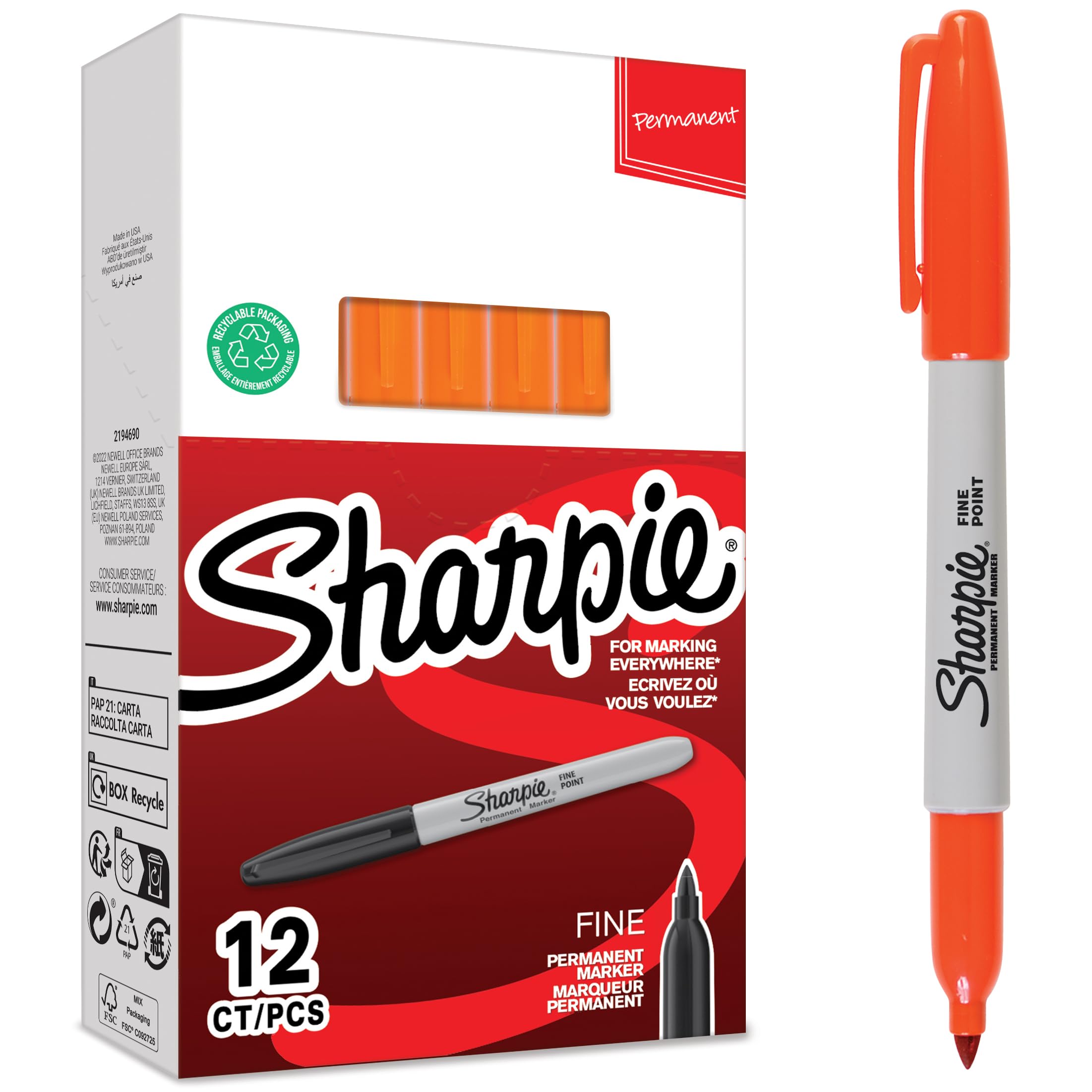 Sharpie Permanent Markers | Fine Point | Lime | 12 Count