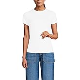 Lands' End Women's Drapey Rib Fitted Short Sleeve Mini T-Shirt