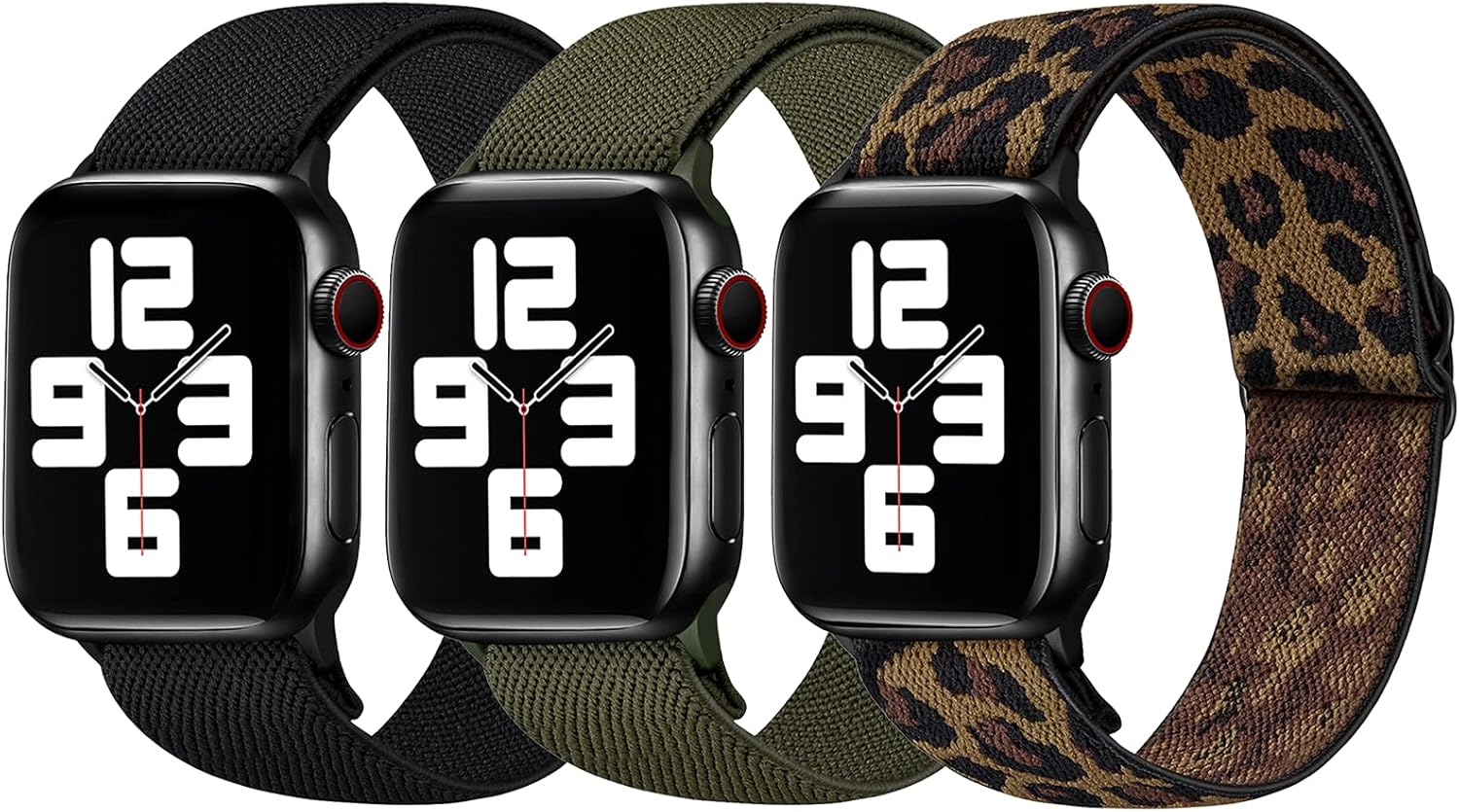 MNBVCXZ 3 Pack Stretchy Nylon Loop Band Compatible with Apple Watch Bands 44mm 42mm 40mm 38mm for Women Men,Breathable Adjustable Sports Strap fit iWatch Series 6/5/4/3/2/1 SE