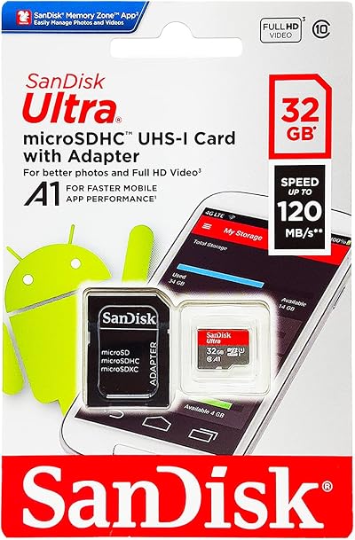 SanDisk Ultra 32GB microSDHC Card with Adapter A1 U1 98 MB/s