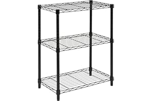Honey-Can-Do 3-Tier Heavy Duty Adjustable Shelves, Metal Storage Rack With 250-lb Shelf Capacity, Black, 14" W x 24" L x 30" H