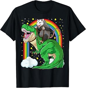 Possum Shirt Opossum Riding Dinosaur T Rex Trash Garbage T-Shirt
