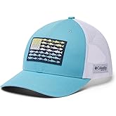 Columbia Unisex Unisex PFG Fish Flag Mesh Snap Back Hat, Vintage Blue/White/Fish Flag, One Size