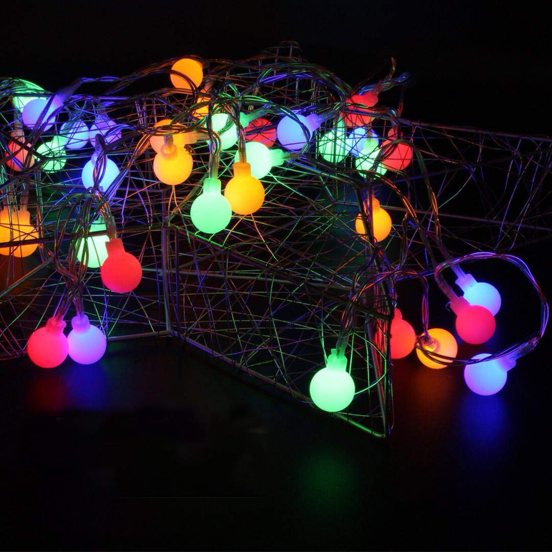 BXROIU 40er Klein Ball LED Lichterketten Batterie Betrieb und 8 Programm IP65 wasserdicht, für Party,Weihnachten, Halloween, Hochzeit, Beleuchtung Deko (Mehrfarbig)