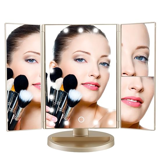 Miroir de maquillage Vanity éclairé à trois volets DeWEISN avec 21 lampes DEL
