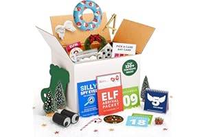 ELFIN AROUND Gigantic Christmas Elf Activity Kit - Elf Accessories - 27 Days of Fun - Over 130+ Fun Props and Clothes - Elf Arrival Letter - Christmas Crafts for Kids - A Fun Countdown Tradition
