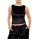 Forever 21 Women's Sleeveless Satin Tank Top Black