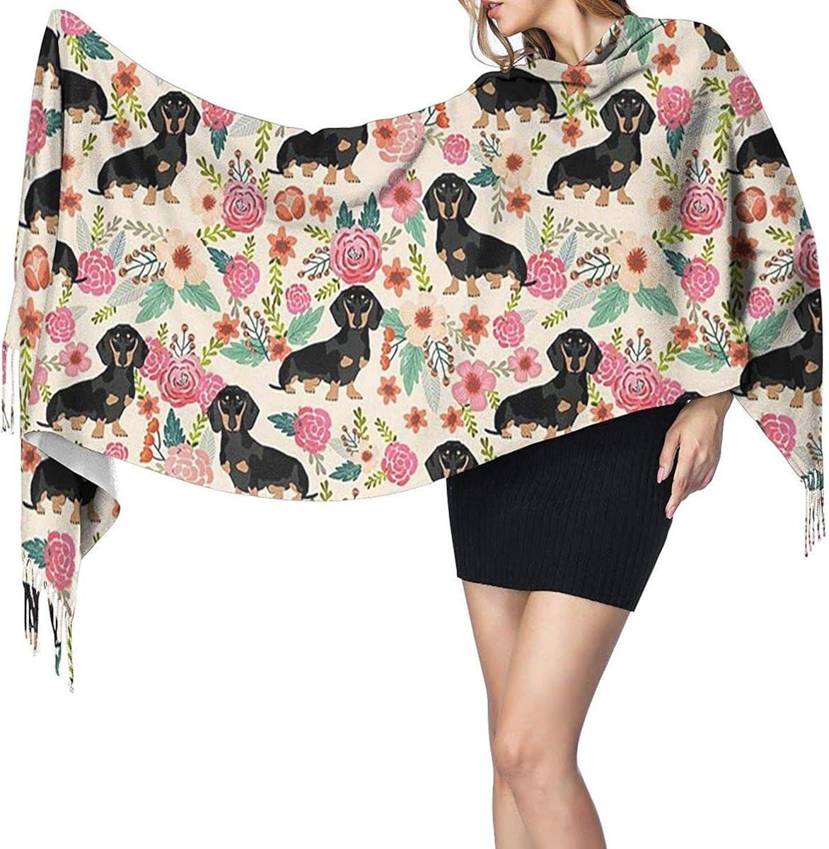 Funny Dachshund Dog Soft Cashmere Shawl Wrap Scarves Long Scarves For