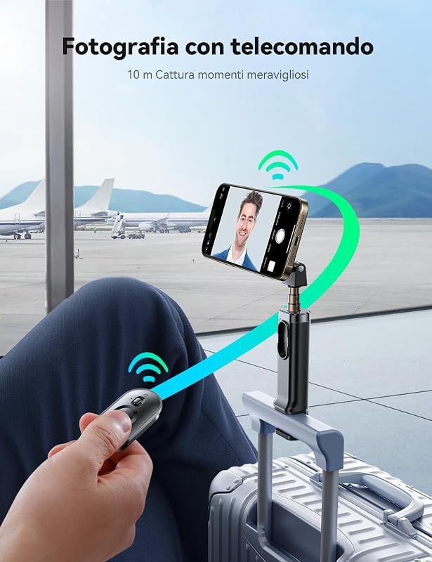 MagSafe Treppiede Smartphone All-in-1 Viaggio Accessori Utili Girevole a 360° Estensibile Selfie Stick con Treppiede e Telecomando Cellulare Supporto per iPhone Samsung Android — foto 4 di 8