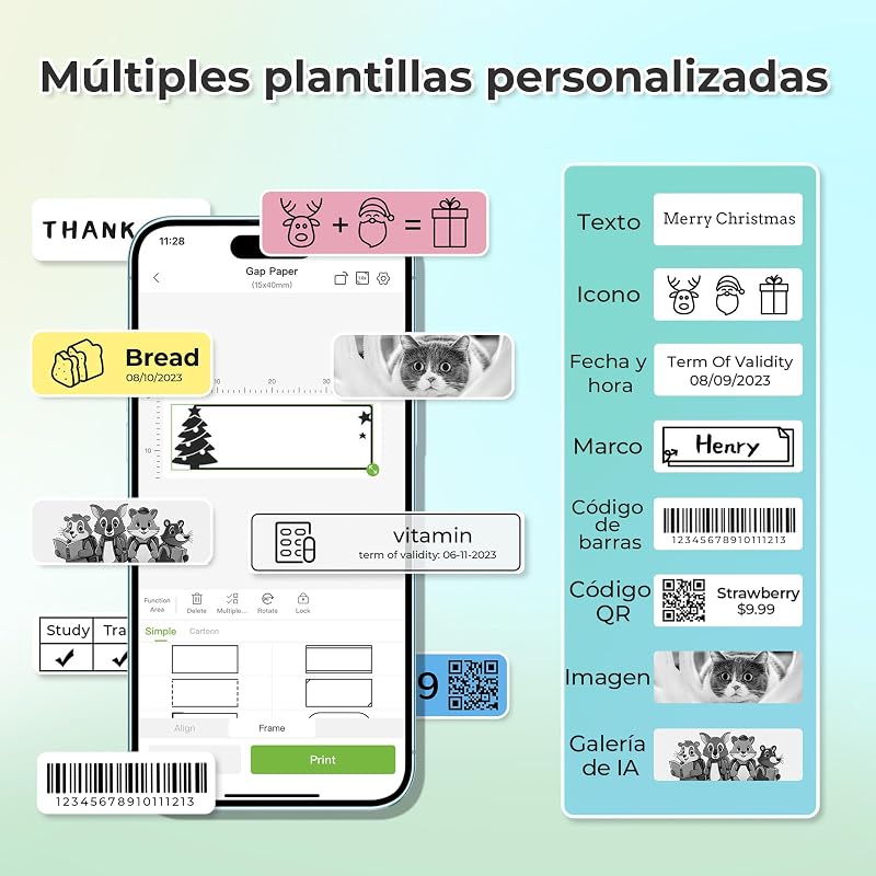P21 Etiquetadora Adhesivas, Impresora Etiquetas Térmica, Blanco