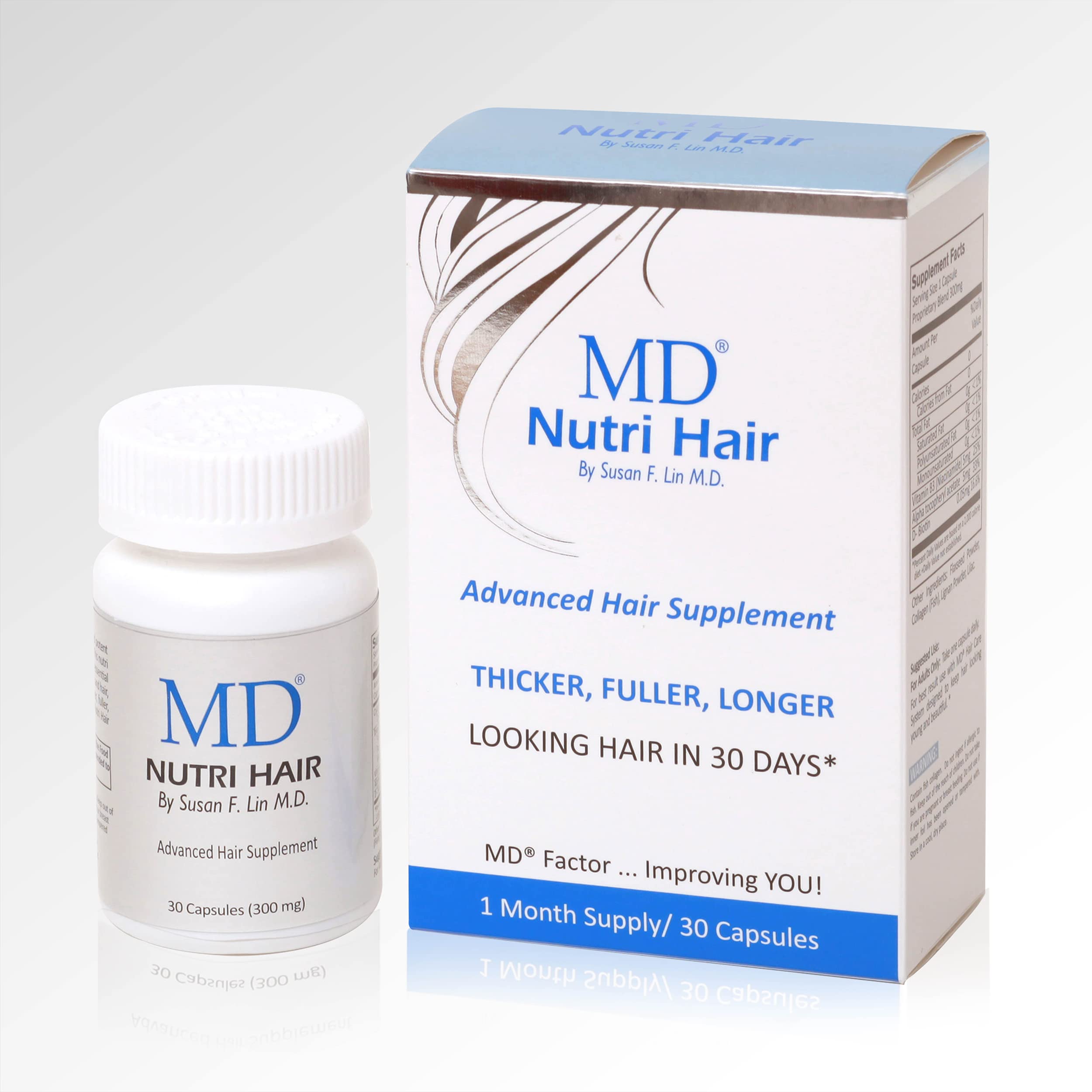 MD Nutri Hair Growth Supplement with Biotin (30 Capsules) | for Hair Loss, Minimizes Hair Shedding, Thinning, Breakage & Promotes Longer, Thicker Hair