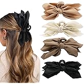 Hadutrek Bow Claw Hair Clips 4PCS Big Hair Bows for Women Butterfly Styling Large Hair Clips for Thin Thick Curly Hair Hair Accessories for Girls Teen Gifts for Valentine's Day