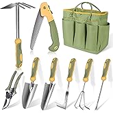 Garden Tool Set, WisaKey 9 Piece Stainless Steel Heavy Duty Gardening Hand Tools with Handle, Durable Garden Tool Bag, Gardening Gifts for Women and Men Valentine's Gift for Woman