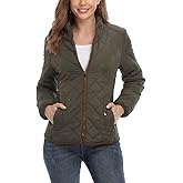 Anienaya Women's Lightweight Quilted Jacket Stand Collar Zip Warm Winter Coat Outwear w 2 Pockets