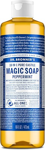 Dr. Bronner's Peppermint Pure-Castile Soap 473ml Organic Fair Trade Vegan