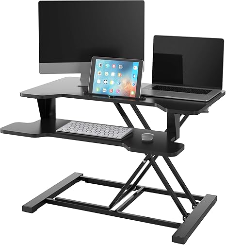 Homfa Sit Stand Workstation Desk Attachment Height Adjustable Seat Stand Desk Attachment Desktop Standing Workstation For Office Black 81 5 X 44 5 Cm Amazon De Kuche Haushalt