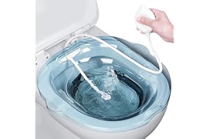 Sitz Bath for Toilet, 2PCS/Set Sitz Bath Tub with Flusher, Anti Overflow Sitz Baths with Drain Holes, Non Slip Sitz Bath for 