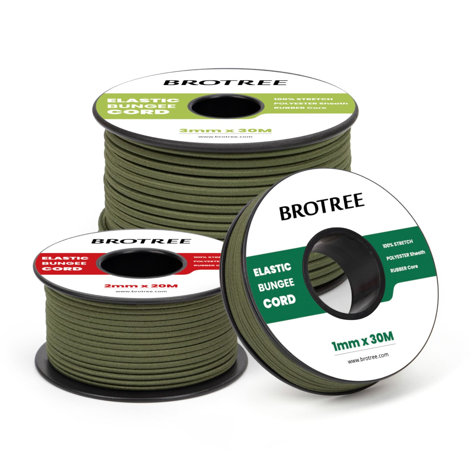 Brotree Elastic Cord Bungee Cord 3mm x 10m Elastic String Rope for DIY, Crafts, Sewing, Beading, Jewellery, Necklace, Bracelet, Tent Poles and Backpack - Army Green — image 1