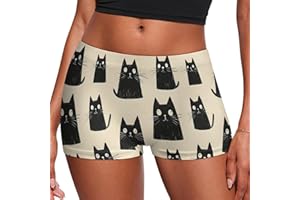 Nevjipu Panties for Women - Comfy Cute Cats Black Print Boyshort Underwear for Women Boxer Briefs Shorts