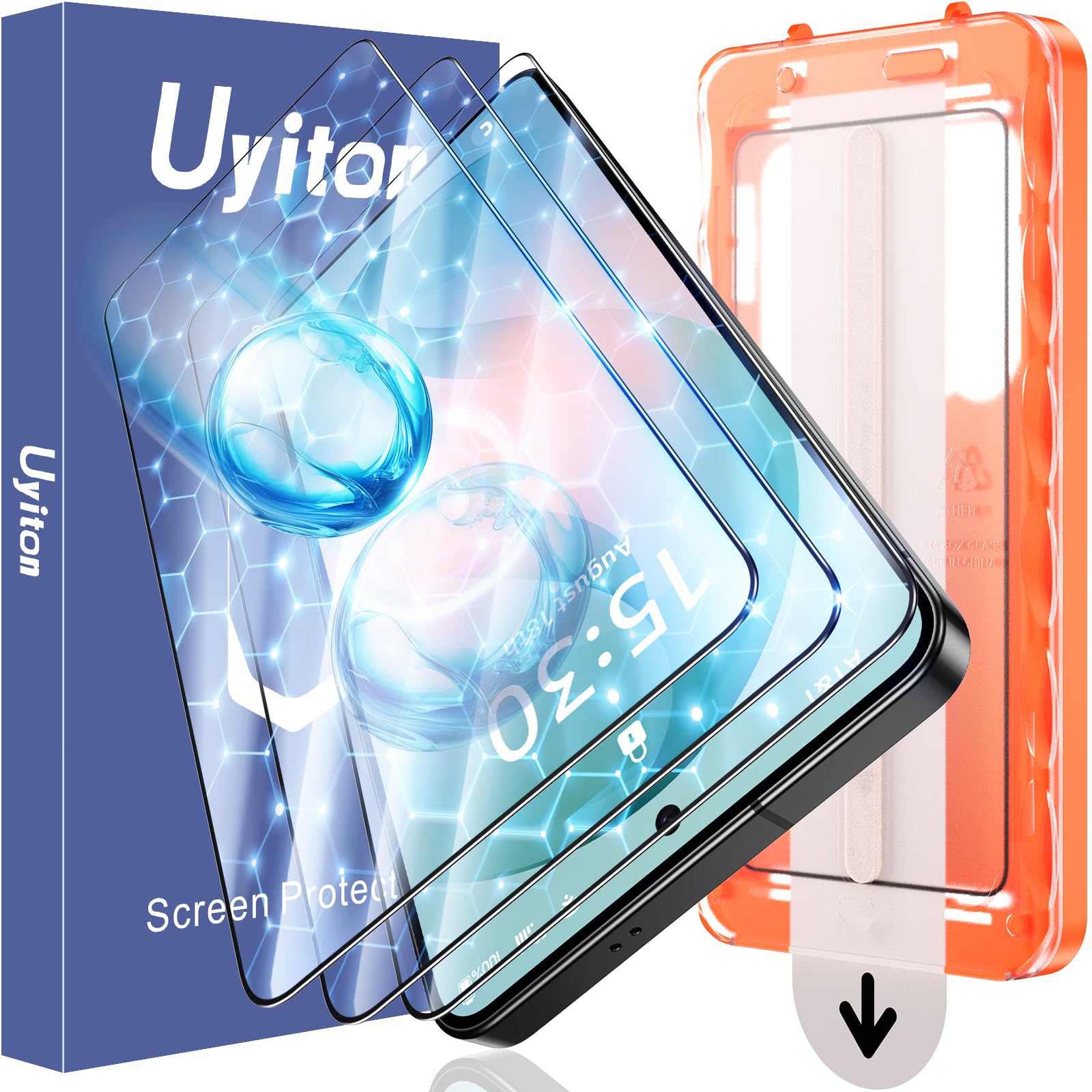 Uyiton UnBreak-Glass for Samsung Galaxy S26 Plus Screen Protector, [Ultrasonic Fingerprint Support][Auto-Alignment Frame] Scratch-Resistant Bubble-Free S26 Plus Screen Protector, 3 Pack