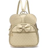 KL928 Girls Mini Backpack Bowknot Polka Dot Cute Daypacks Convertible Shoulder Bag Purse for Women (L.Gold)